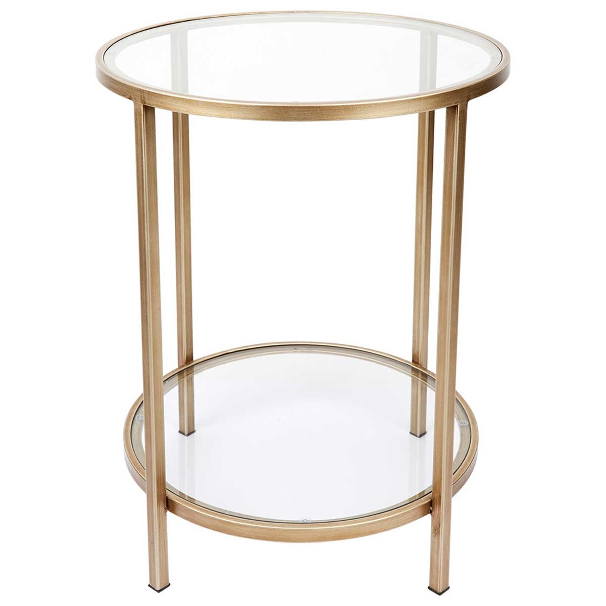 CAFE LIGHTING & LIVING Cocktail Glass Round Side Table Antique Gold