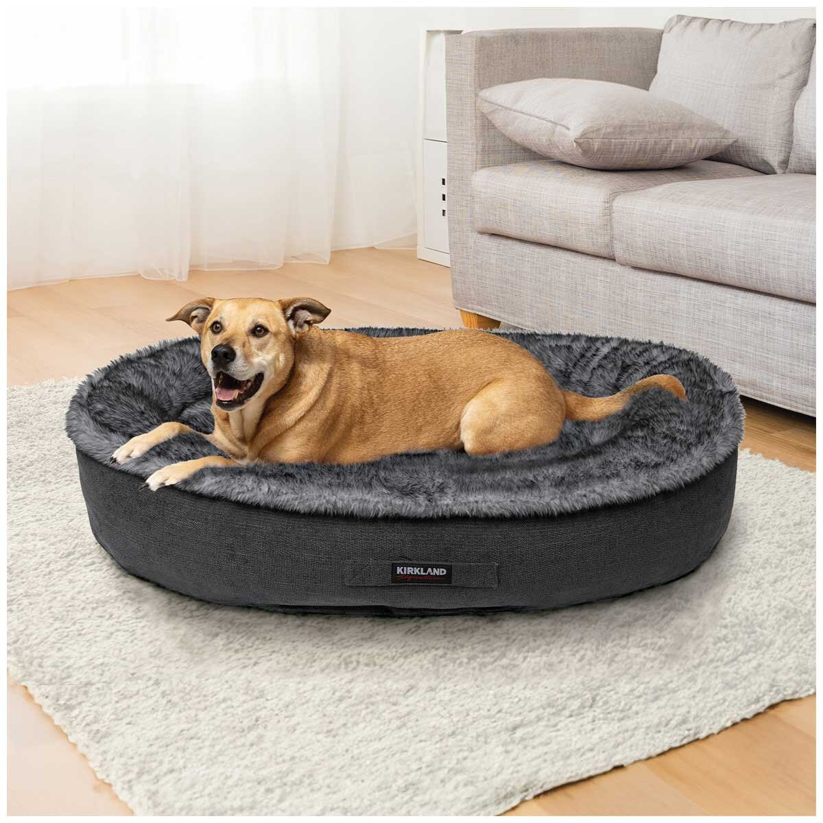 Kirkland Signature Oval Cuddler Pet Bed Grey