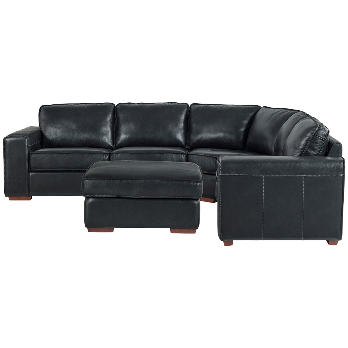 Pulaski Leather Sectional Sofa with Ottoman Black Costco Australia