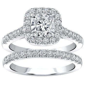 18KT White Gold 2.0ctw Diamond Bridal Set With 1.0ctw Centre Stone
