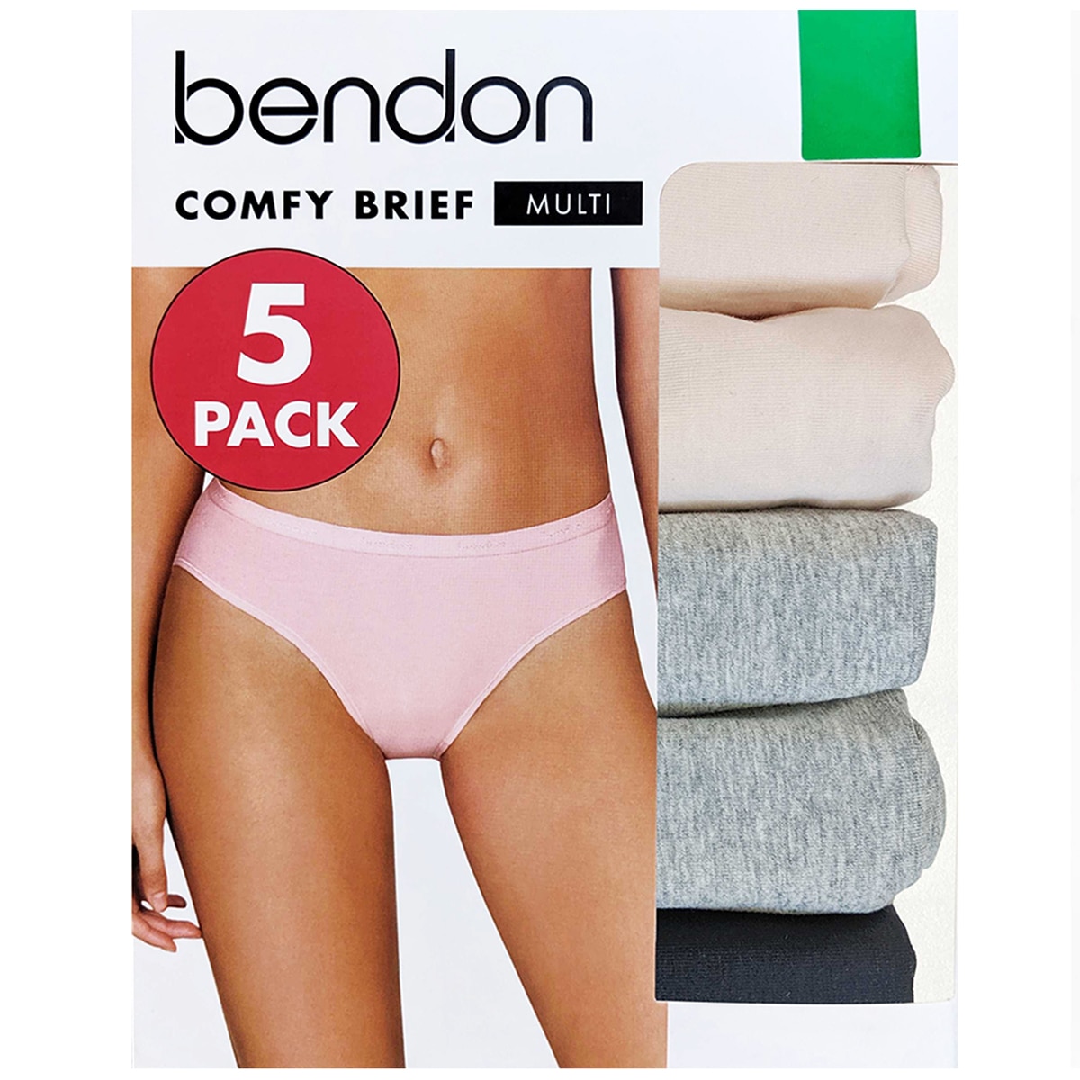 Bendon Comfy Brief 5 Pack - Large - Multi Colour