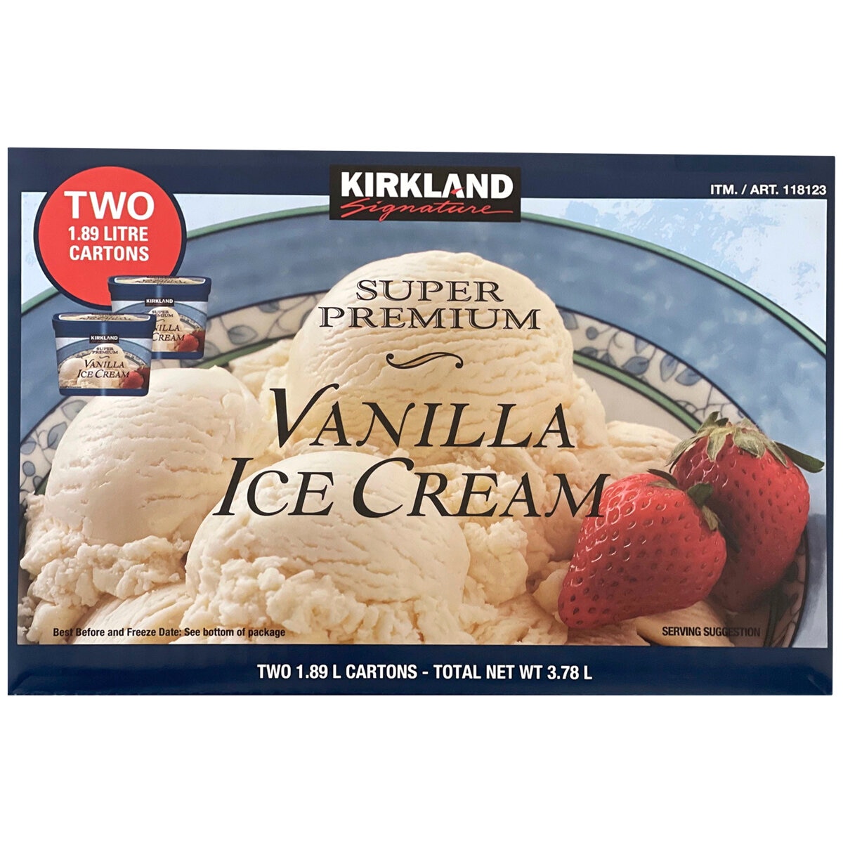 Kirkland Signature Premium Vanilla Ice Cream 2 x 1.89L