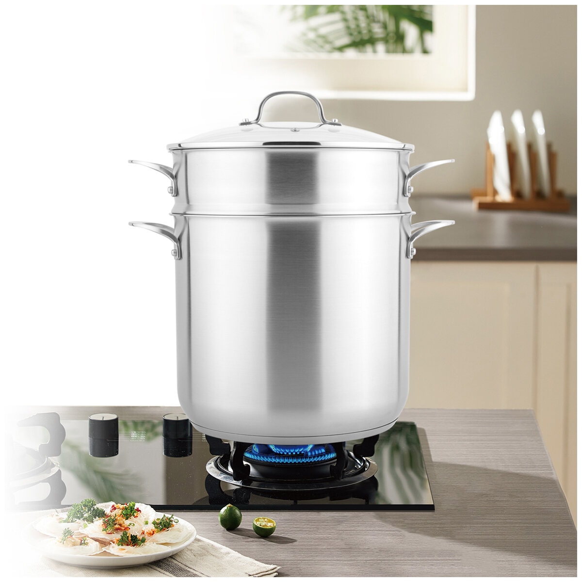 Linkfair Stainless Steel Stockpot With Steamer 15L Linkfair Stainless Steel Stockpot With Steamer 15L
