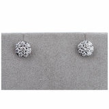 18KT White Gold 1.50ctw Round Diamond Cluster Earrings