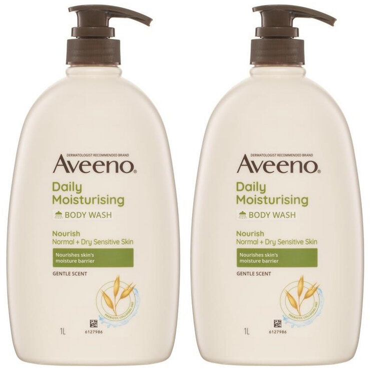 Aveeno Daily Moisturising Body Wash Gentle Scent 2x1L Aveeno Daily Moisturising Body Wash Gentle Scent 2x1L