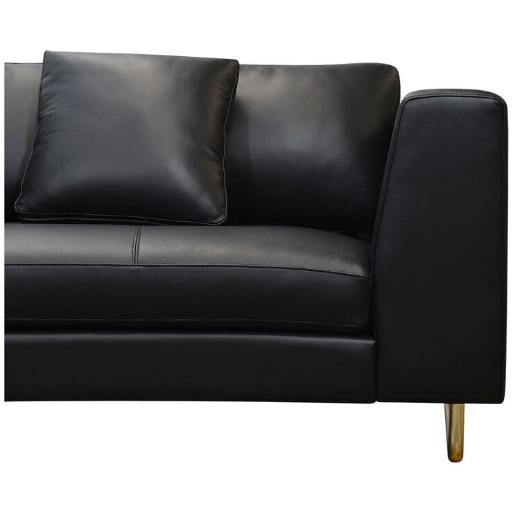 Moran Arcadia Extended Leather Chaise Sofa Onyx