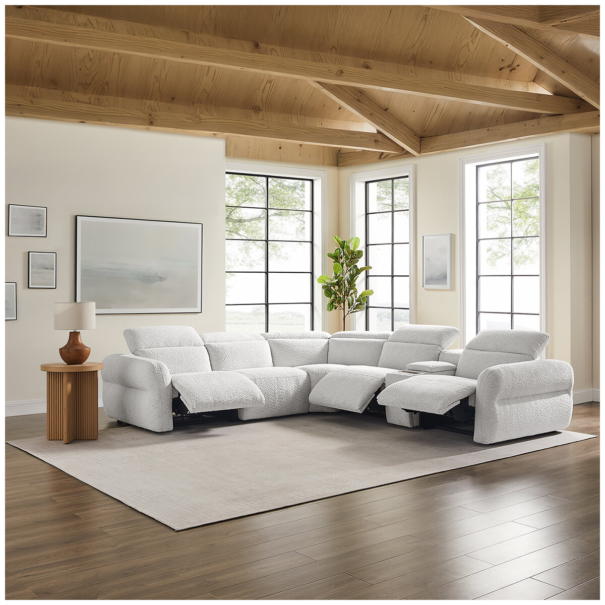 Aiden & Ivy Fabric Power Reclining Sectional With Power Headrests