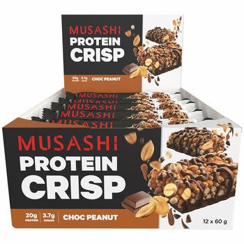 Musashi Protein Crisp Choc Peanut Bars 12 x 60g