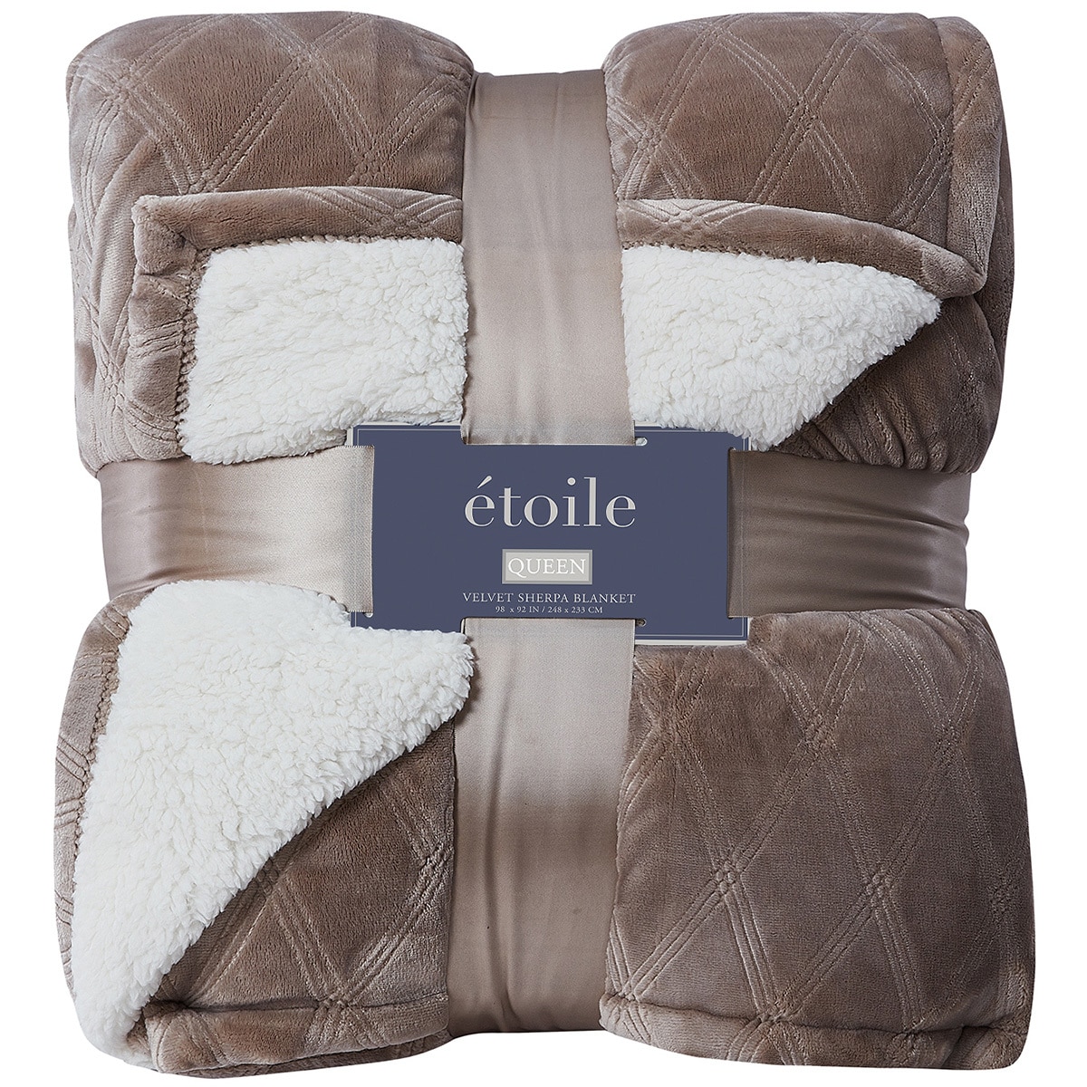 Etoile Velvet Sherpa Queen Blanket Tan Costco Australia
