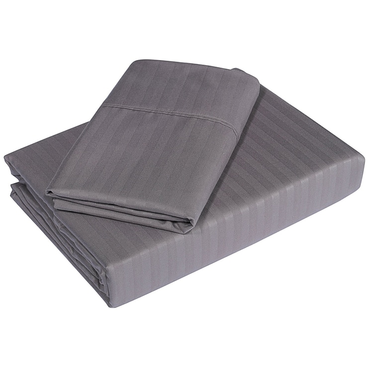 Royal Comfort Blended Bamboo Stripe Sheet Set Queen Charcoal Costco
