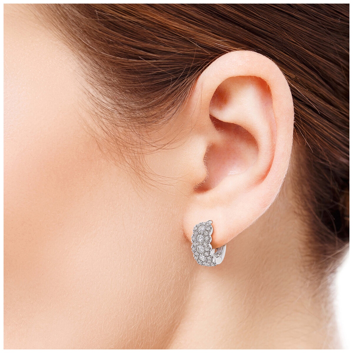 18KT White Gold 0.72ctw Round Brilliant Cut Diamond Hoop Earrings