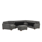 Thomasville Fabric Sectional With Storage Seats And Ottoman