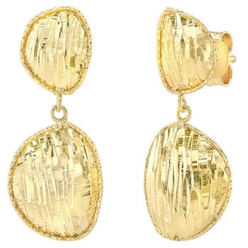 18KT Yellow Gold Shiny Dangling Nugget Earrings
