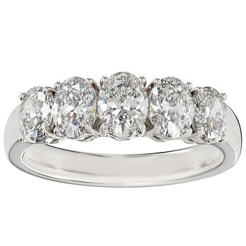 14KT White Gold 1.93ctw Oval Diamond Five Stone Ring
