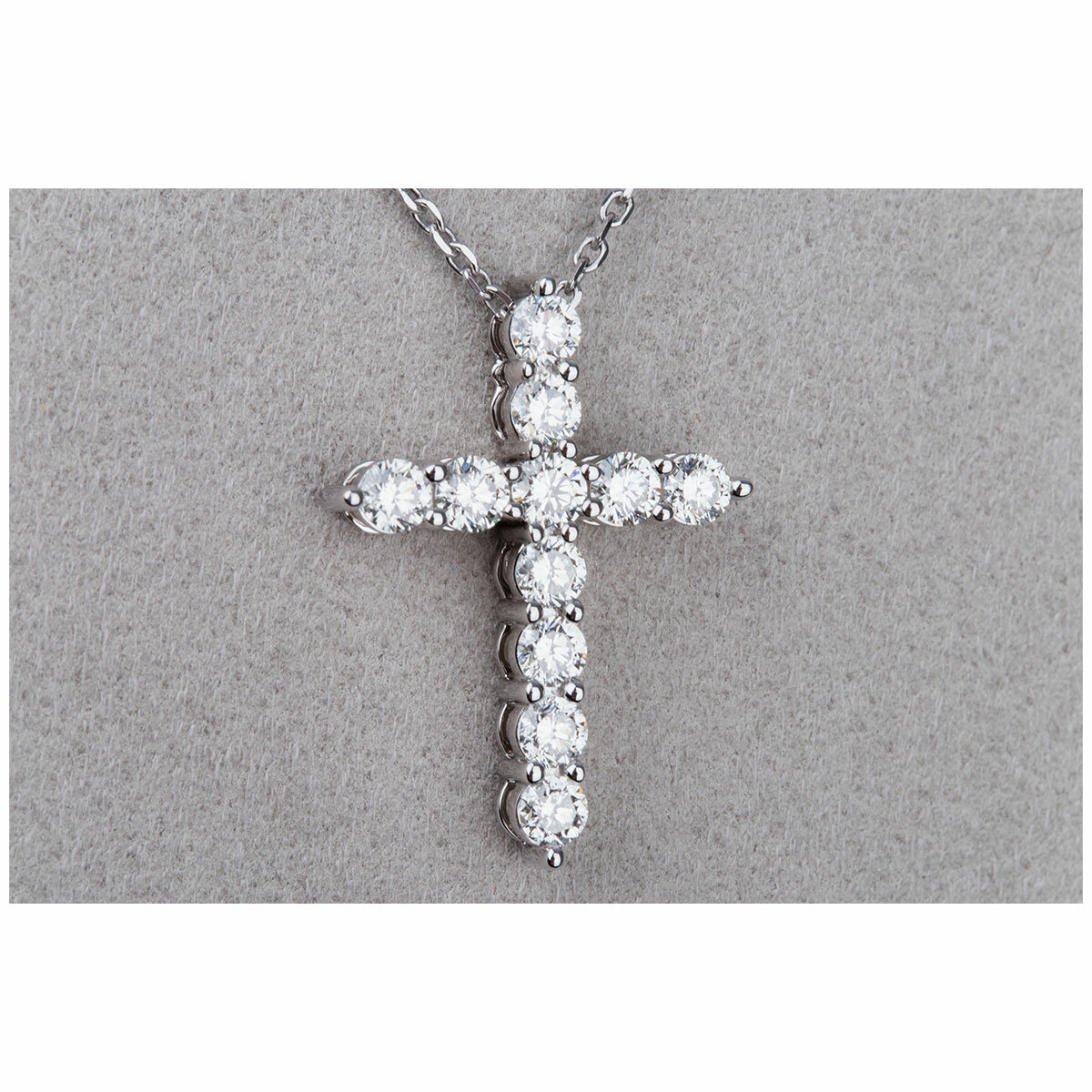 18KT White Gold 2.0ctw Round Diamond Adjustable Cross Pendant
