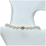 14KT Yellow Gold White Pearl Gold Ball Necklace