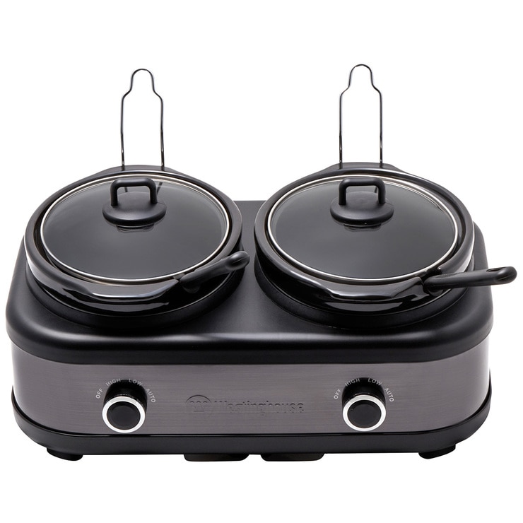 Westinghouse 2 X 2.5L Pot Slow Cooker, Black Stainless with Auto Function