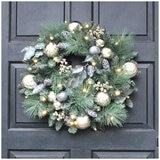 Pre-Lit Decorated Holiday Artificial Wreath 61cm