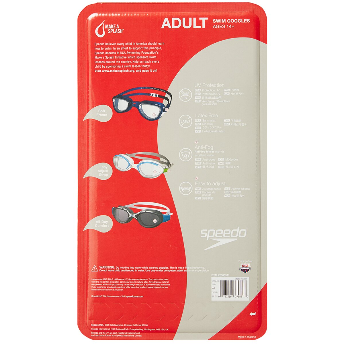 Speedo Adult Goggles 3pk Black, White & Grey Costco Australia