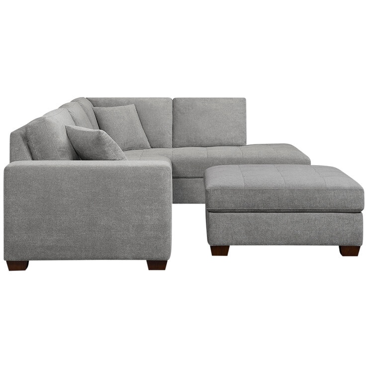 Thomasville Miles Fabric Sectional with Ottoman Grey Thomasville Miles Fabric Sectional with Ottoman Grey