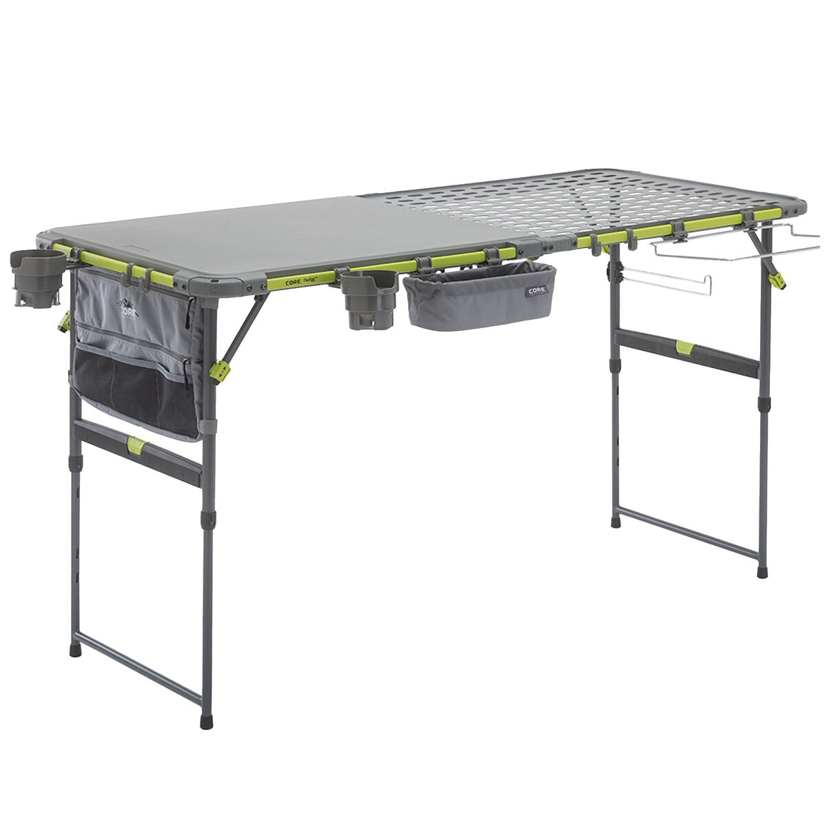 CORE Flexrail Camping Cook Table 157cm with Accessories