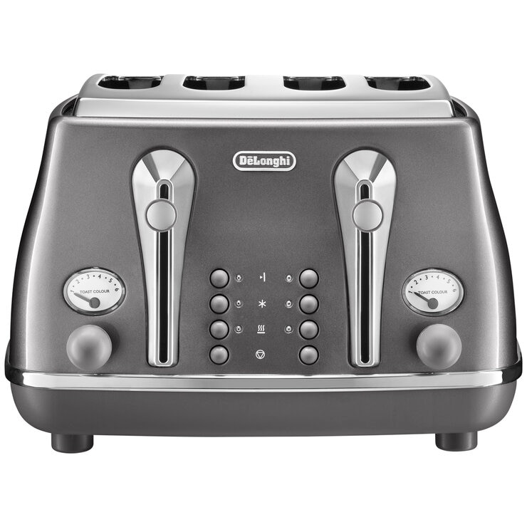 Delonghi CTOT4003GY Icona Metallics 4 Slice Toaster Pewter Grey