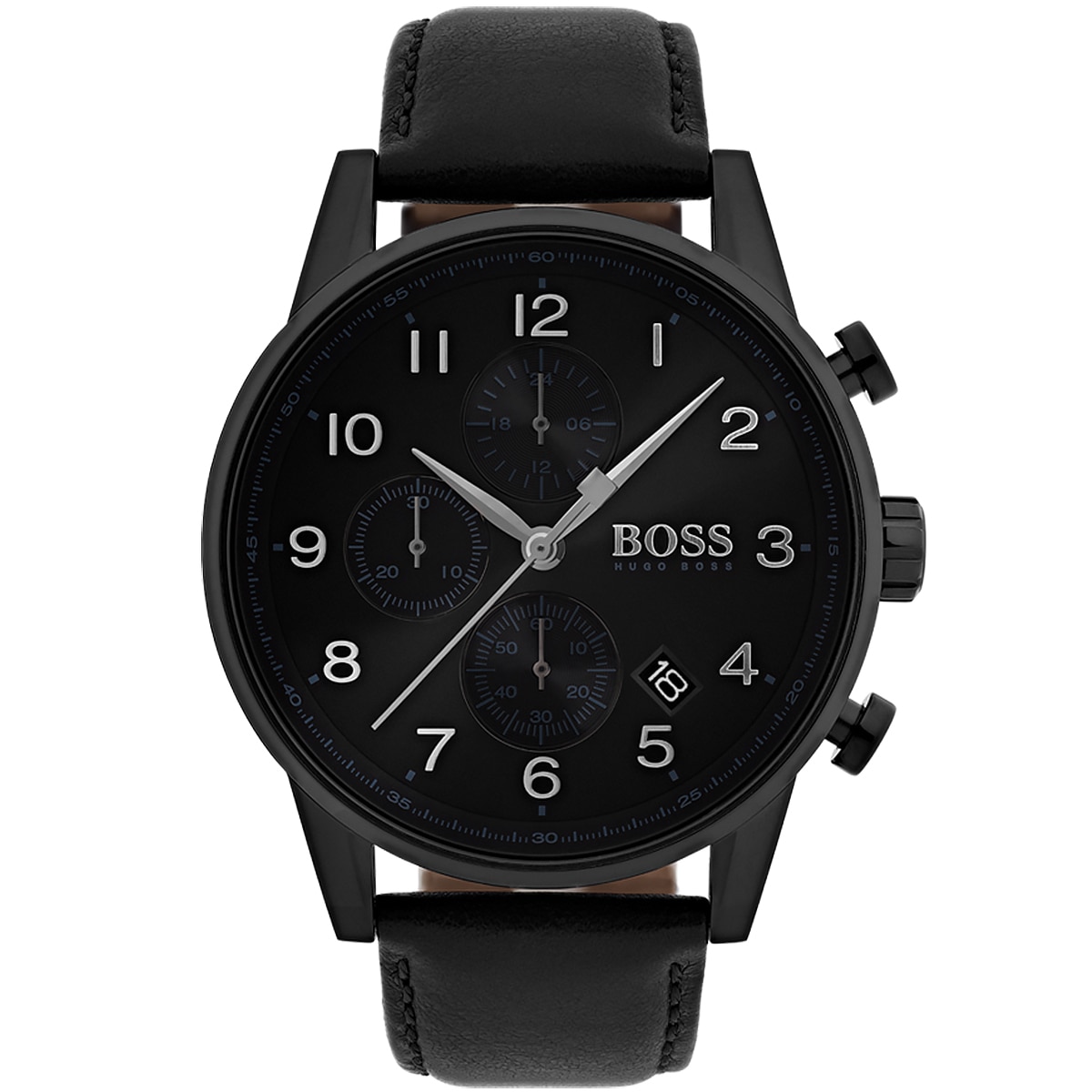 Hugo Boss 1513497 Men's Ip Black Stainless Steel CS Leather Strap Watch