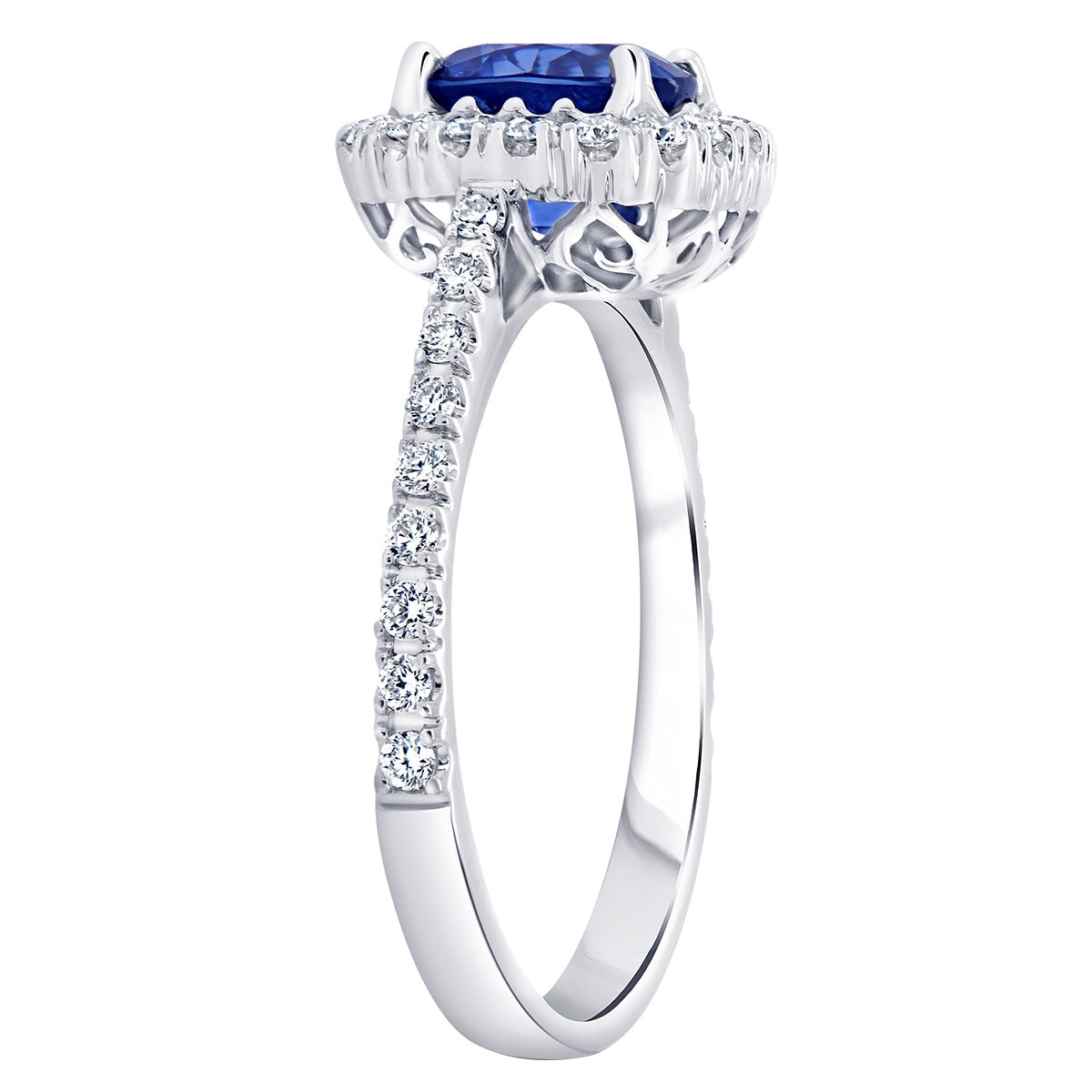 18KT White Gold 0.41ctw Diamond Halo Sapphire Ring