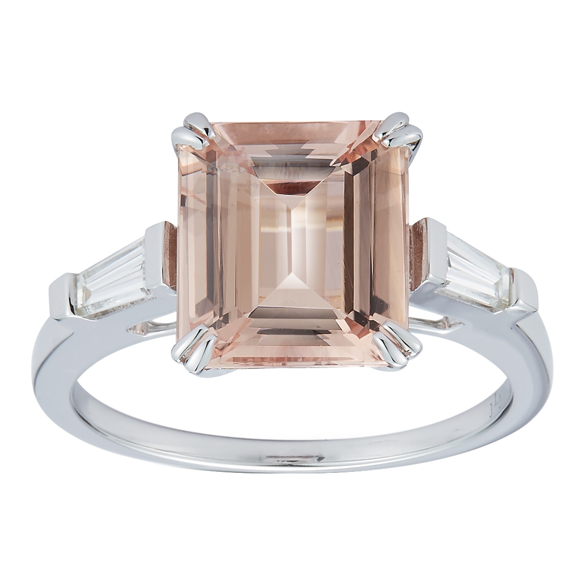 0.38ctw Diamond with Emerald Cut Morganite Ring