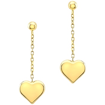 14KT Yellow Gold Heart Drop Earrings