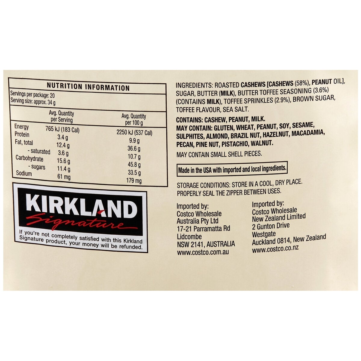 Kirkland Signature Butter Toffee Cashews 680g Kirkland Signature Butter Toffee Cashews 680g