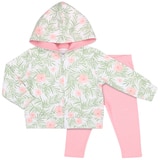 Peanut Shell 2pc Baby Set - Green Hood/Print Pants