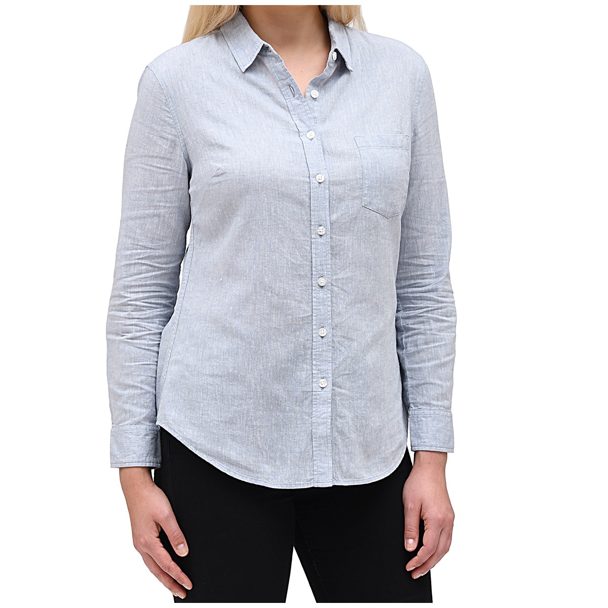 Jachs Girlfriend Women's Linen Shirt Light Blue | Costco ...