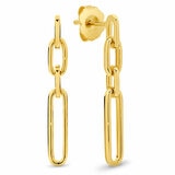 18KT Yellow Gold Paperclip Drop Earrings