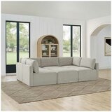 Thomasville 6PC Fabric Modular Sectional with Ottoman Light Grey
