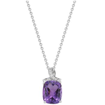 18KT White Gold Purple Sapphire and Diamond Pendant