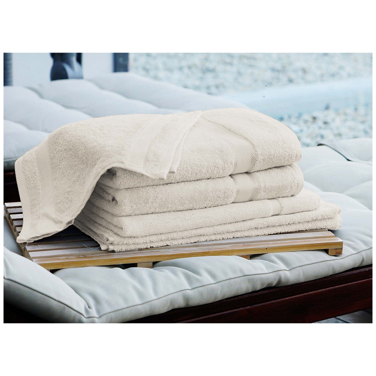 Kingtex Plain dyed 100% Combed Cotton towel range 550gsm Bath Sheet set 7 piece - Linen