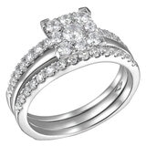 18KT White Gold 1.00CTW Round Brilliant Cut Diamond Bridal Ring Set