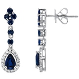 0.18ctw Diamond with Blue Sapphire Pear Drop Earrings