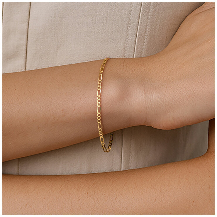 18KT Yellow Gold Figaro Bracelet 2.3g