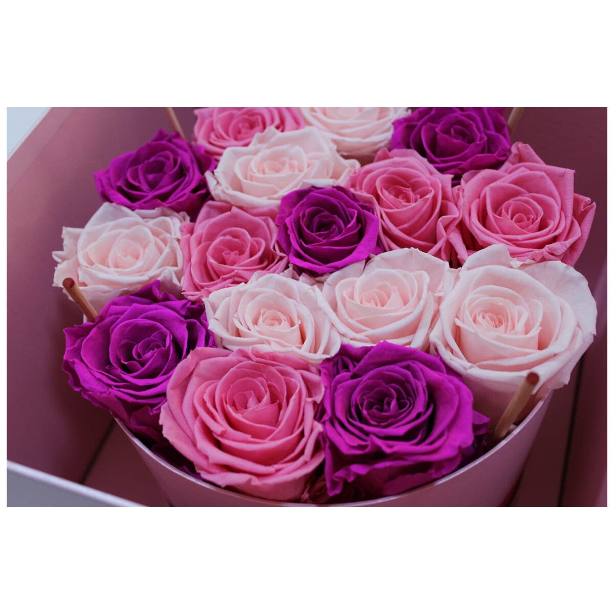 Preserved Mixed Pink Roses Hat Box