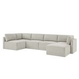 Thomasville 6PC Fabric Modular Sectional with Ottoman Light Grey
