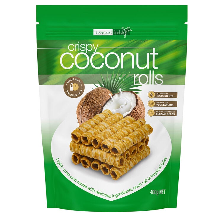 Tropical Fields Crispy Coconut Rolls 400g Tropical Fields Crispy Coconut Rolls 400g