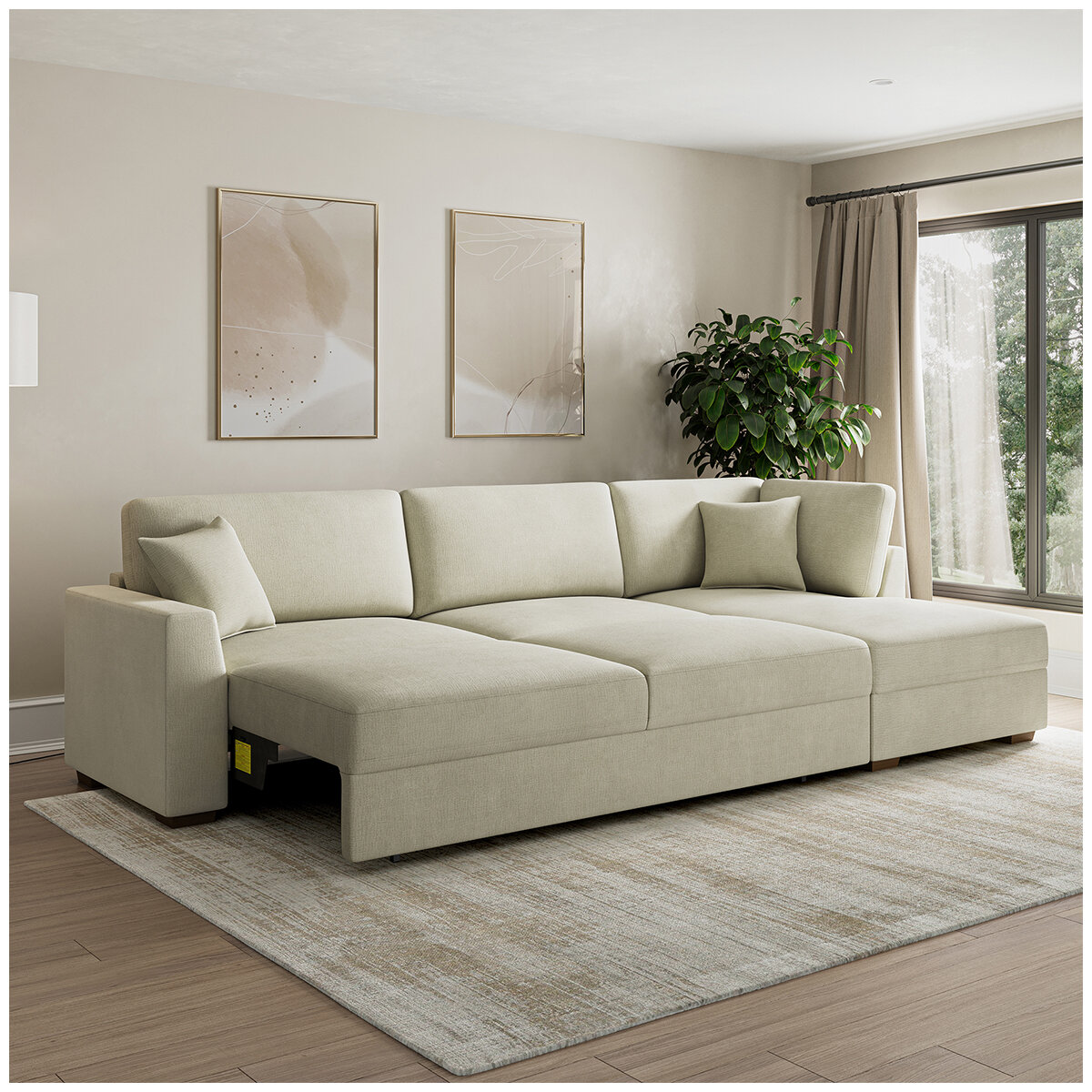 Thomasville 2 Piece Convertible Sectional With Chaise