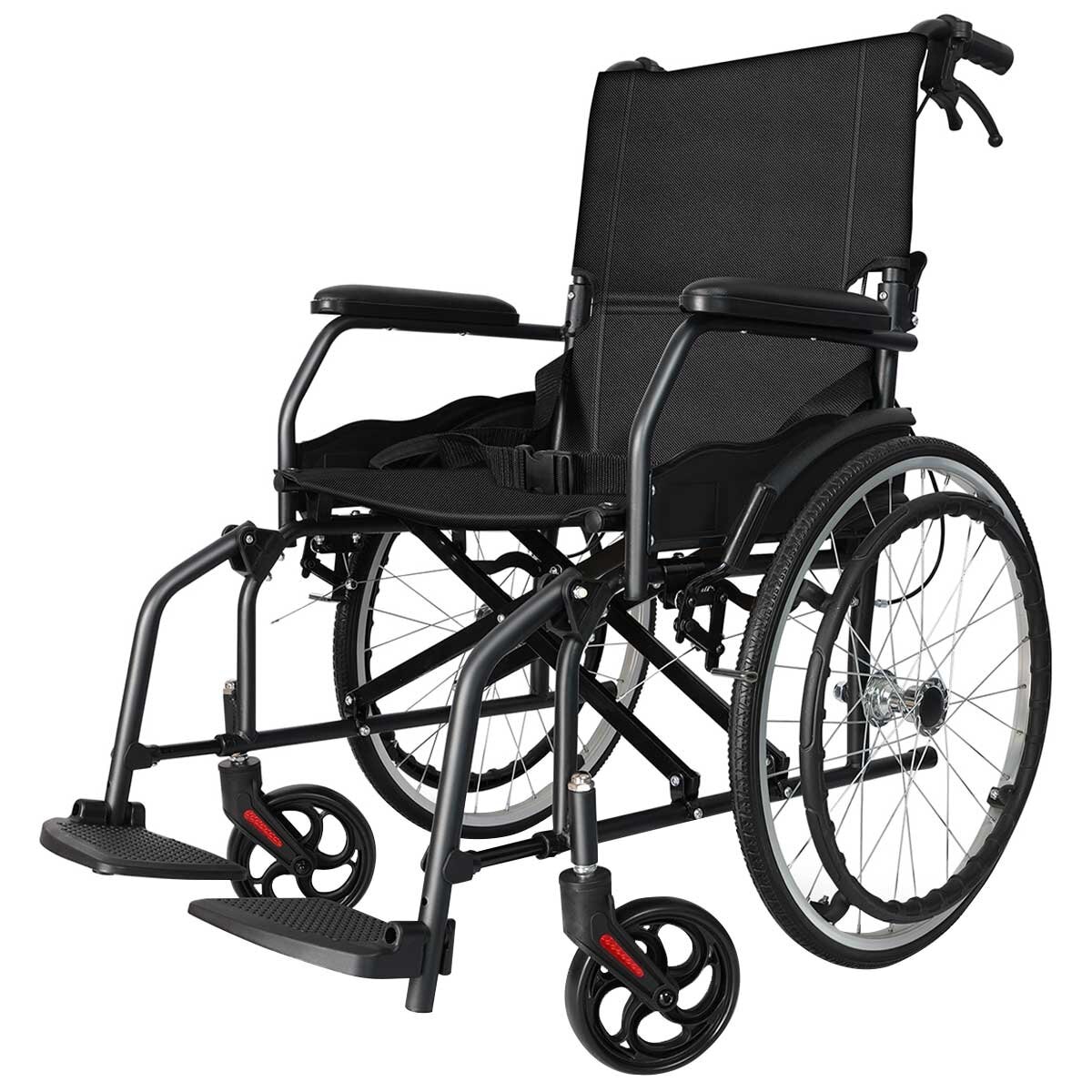 Altus Transport Wheelchair Lightweight Folding Self Propelled 20 Inch Wheel Black