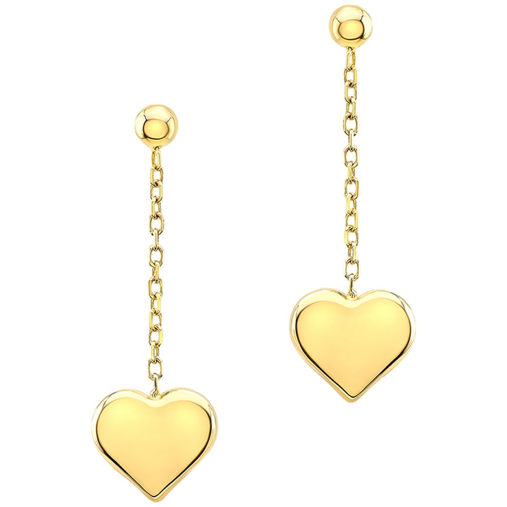 14KT Yellow Gold Heart Drop Earrings Costco Australia
