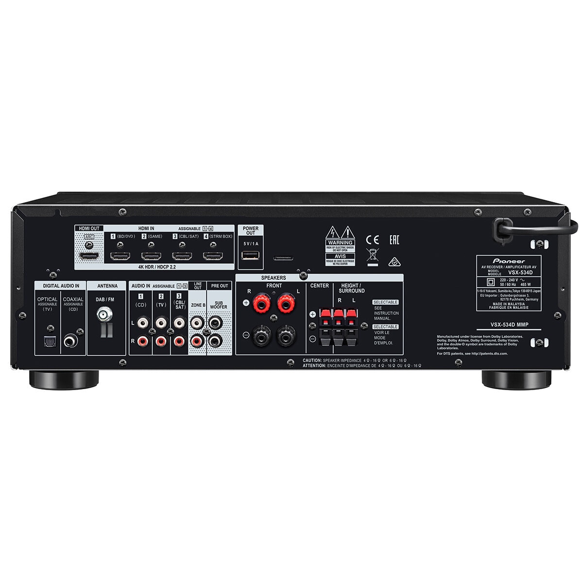 Pioneer 5.2 Channel 4K Amplifier VSX536