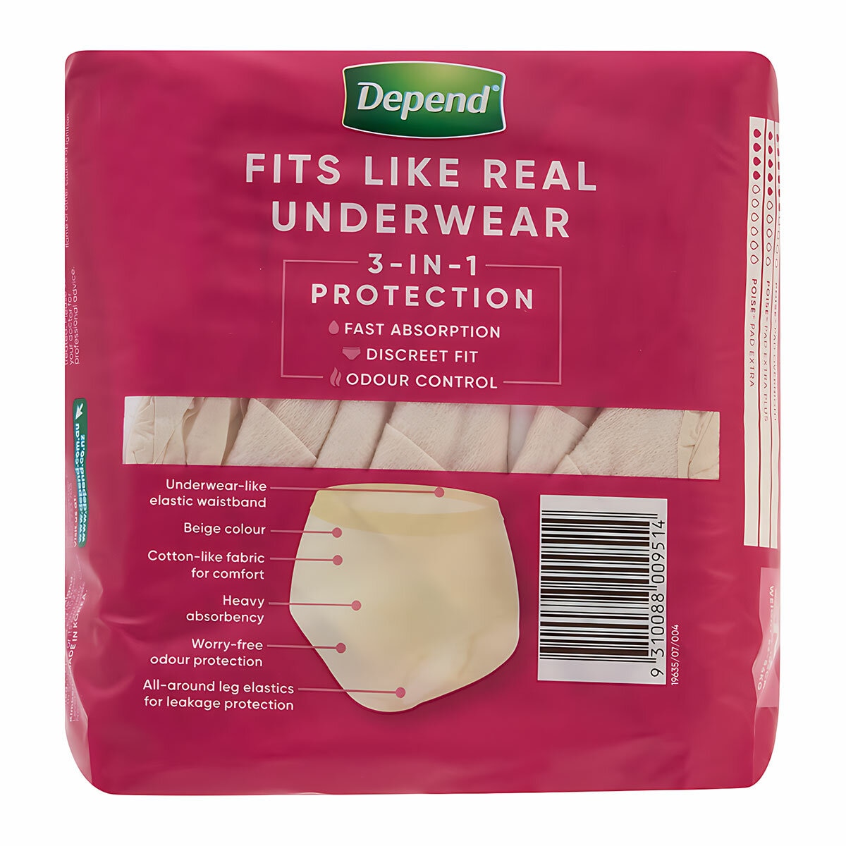 Depend Real Fit Incontinence Underwear Regular Women 32 pack