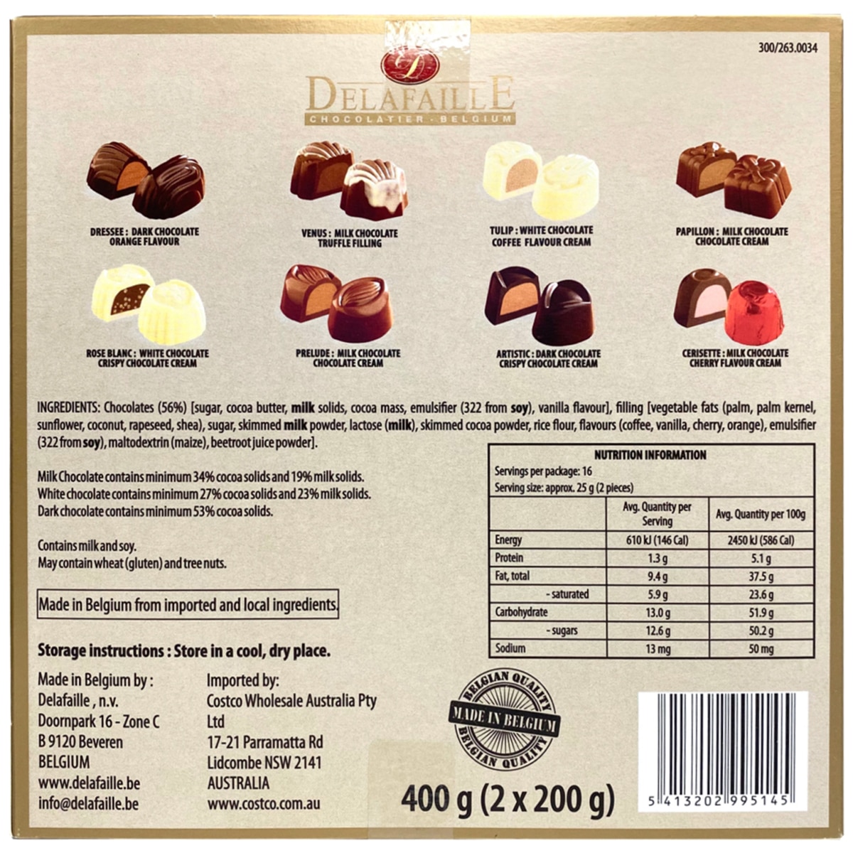 Delafaille Belgian Chocolate Gift Boxes 2 x 2 x 200g Costco Australia