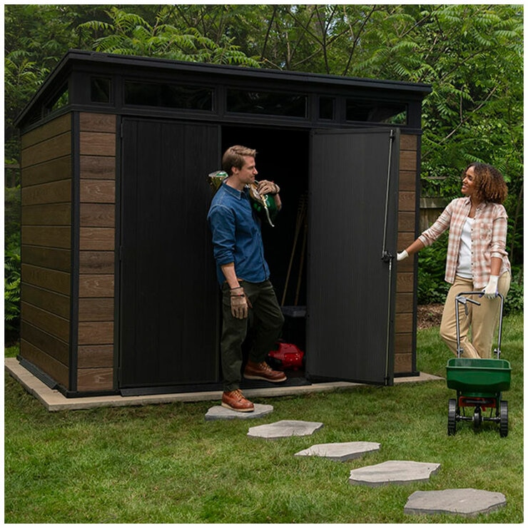 Keter Signature Pent Shed 2.8 x 2.2M - Walnut Look Keter Signature Pent Shed 2.8 x 2.2M - Walnut Look